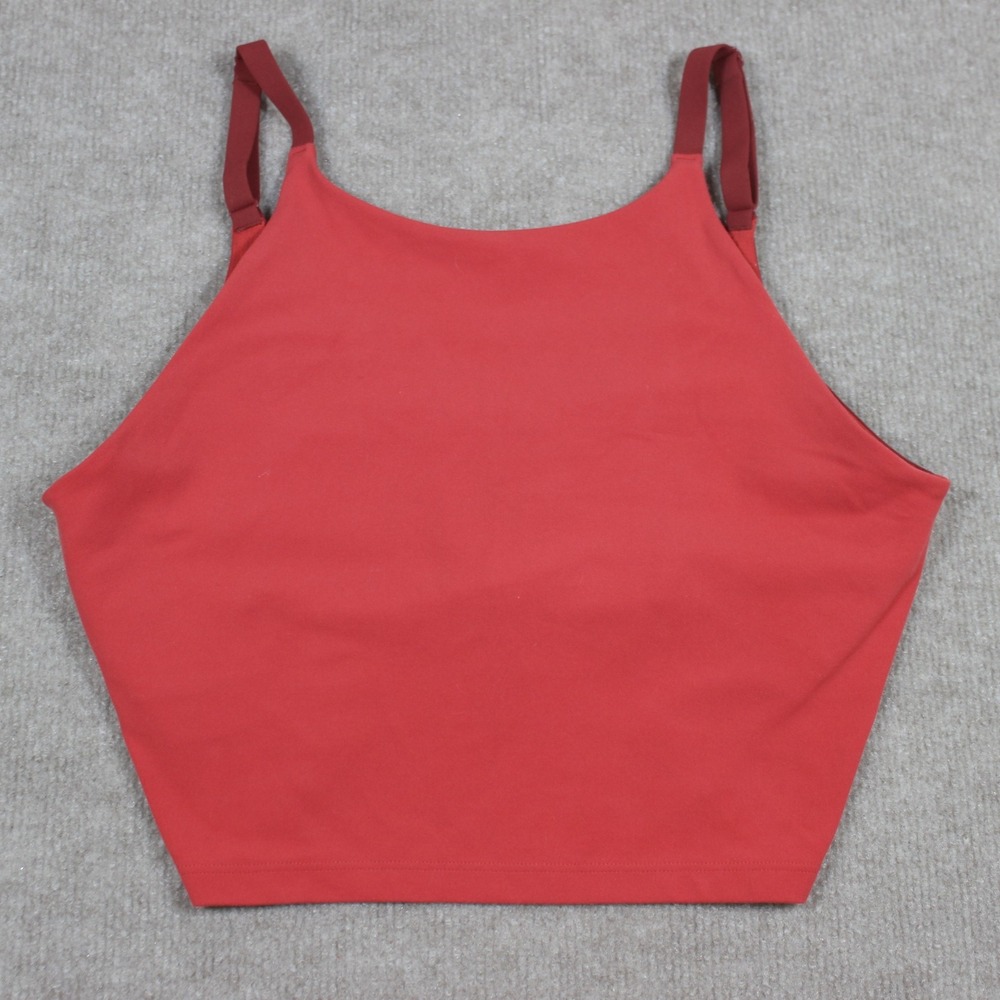 Athleta Red High Neck Crop Tank Top Built-In Bra Open Back Large L RN 54023